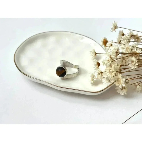 Vintage Sterling Silver Eye of the Tiger Ring - size 6.75 - Israeli Made - Picture 7 of 8